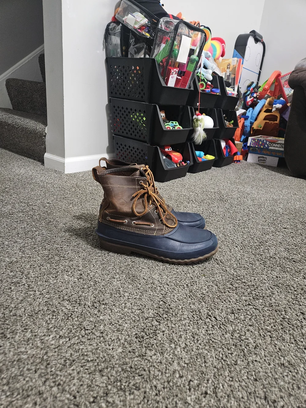 Sperry Brown Leather & Navy Duck Rain Boots